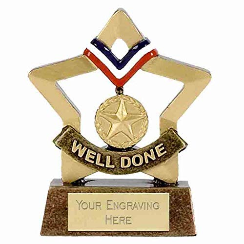 Trophies Plus Medals Mini Stars Well Done Award 8cm (3 1/4) Free Engraving