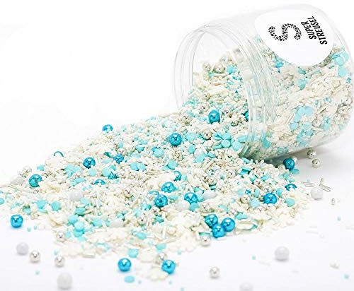 Super Streusel Schneegestöber Eiskönigin Schneeflocken Als Elsa Tortendeko | Kuchendeko Eiskönigin Tortendeko Essbar mit Schoko perlen | Ohne AZO-Farbstoffe (90g)