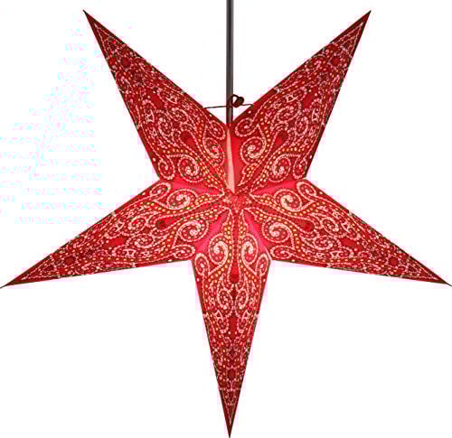 GURU SHOP Faltbarer Advents Leucht Papierstern, Weihnachtsstern 60 cm - Molinos, Papiersterne 60 cm