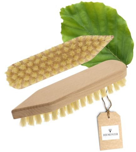 2X HOFMEISTER® Holz-Scheuerbürste, 21 cm, für Starke Verschmutzungen, stabile Fibre-Natur-Borste, verträgt Hitze & Reinigungsmittel, Waschbürste für Haushalt, Auto & Boot, spitz-rund