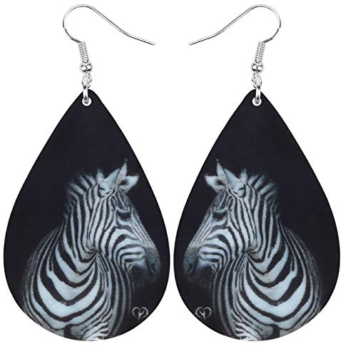 WEVENI Acryl Teardrop Zebra Ohrringe Pferd Dangle Drop Charm Schmuck für Frauen Mädchen Geschenk (Schwarz)