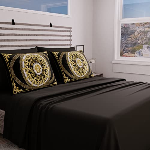 PETTI Artigiani Italiani - Bettwäsche-Set, Bettwäsche für Doppelbett, Barock, oval, Bettwäsche für Doppelbett, Druck nur auf Kissenbezügen, hergestellt in Italien.