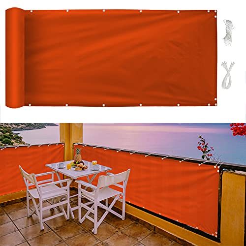 MEEYI Brise Vue Bambou,0.5x14m,Brise Vue Balcon Bambou,UV Protection Abriter du Vent la Pluie Le Soleil,pour Balcon et clôtures,avec Matériel de Montage,-Rouge,