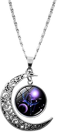 12 Constellation Moon Necklace Gifts Zodiac Sign Necklaces Galaxy Crescent Moon Necklace Birthstone Necklace Astrology Gifts Horoscope Necklaces for Women Teen Girls Kids Gifts Taurus [Apr 20,May 20]