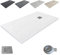 Extra-flat Resin Shower Tray outletaseo – All Sizes Available – Non-Slip Slate Texture – Includes Waste Valve + Grate (120x80, Blanc RAL 9003)
