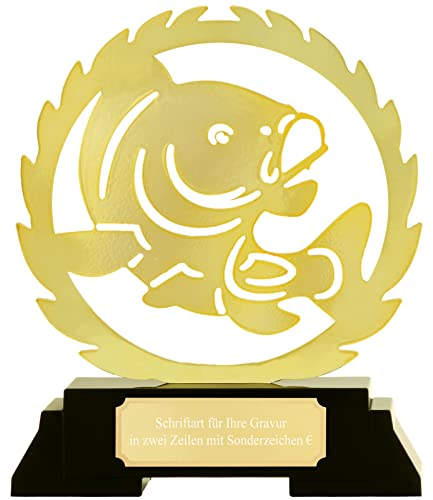 Druckspezialist Pokal Trophäe Serie Mignon Fisch Fischen Angeln Metall mit Gravur