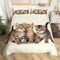 Loussiesd Katze Bettwäsche 135x200 Mädchen Bettwäsche Kinder Jugendzimmer Tiere Dekor Bettwäsche fürs Bett Katzen Bettbezug Set mit 1 Kissenbezug 80x80, Super weich Mikrofaser Bettwäsche-Sets Braun