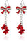 Lightweight Christmas Red Bow Knot Piercing Earrings, Christmas Jingle Tassels Silver Plated Women Girls Jewelry