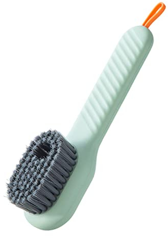 DHliIQQ Liquid Shoe Brush - Household Soft Bristle Cleaning Brush with Soap Dispenser - Press Type Automatic Liquid Adding Brush for Clothes and Shoes, Easy Scrubbing of Large Areas, Grey, One Size