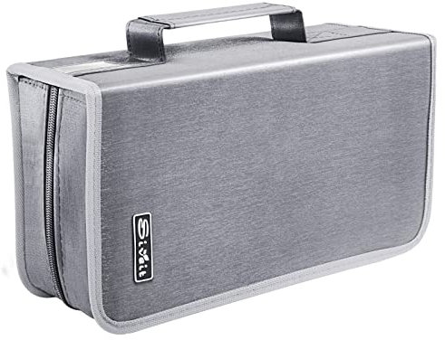Siveit DVD-/CD-Hüllen-Organizer, 160 Kapazität, tragbarer Brieftaschen-Ordner für Zuhause und Reisen (Schwarz, Silber)