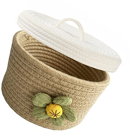 Alipis Storage Box with Lid Dinner Plate Storage Containers Kids Clothes Hamper Magazine Basket Wicker Woven Basket Jute s Open Bin Cotton Thread Light Brown