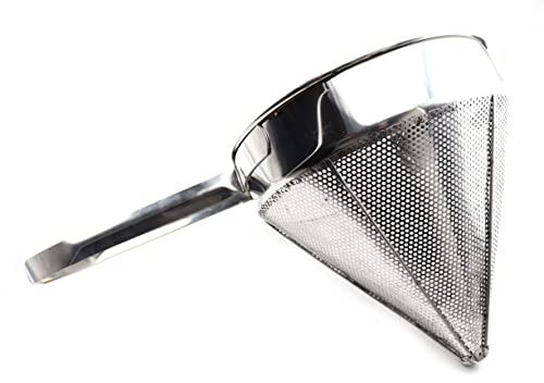 Colador reforzado de acero inoxidable chino cónico de gran volumen para salsa profunda filtración, tamiz escurridor de cocina (Ø 25 cm, 1)