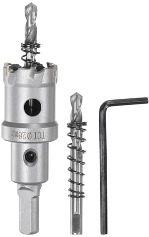 sourcing map Scie cloche en carbure TCT de 26 mm de diamètre pour acier inoxydable, métal, alliage d'aluminium, cuivre, laiton, plastique, avec embout central supplémentaire