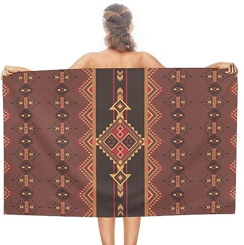 OTRAHCSD Strandtuch, Indianer-Badetuch, saugfähiges Handtuch für Schwimmen, Sport, Reisen