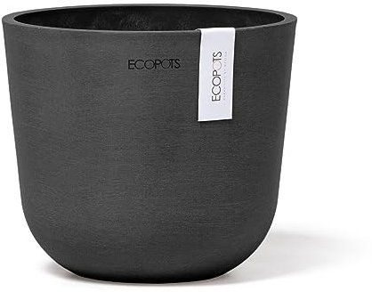 Ecopots Blumentopf Oslo Dunkel Grau - Durchmesser Ø 16 cm rund klein - Pflanzentopf aus Recycling Kunststoff - Übertopf modern für Indoor und Outdoor