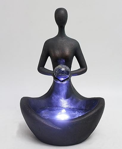 Yoga Brunnen mit LED Beleuchtung Zimmerbrunnen Tischbrunnen Gartenbrunnen Heilstein Zen Springbrunnen (Sodalith)