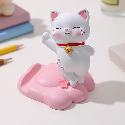 EsportsMJJ Support de téléphone portable en forme de chat porte-bonheur - Décoration de bureau - Support en résine - A
