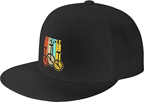 RFSHOP Retro Einrad-Trucker-Mütze, flache Schirmmütze, Baseballkappe, Papa-Hut für Männer und Frauen, Schwarz, #167, One size