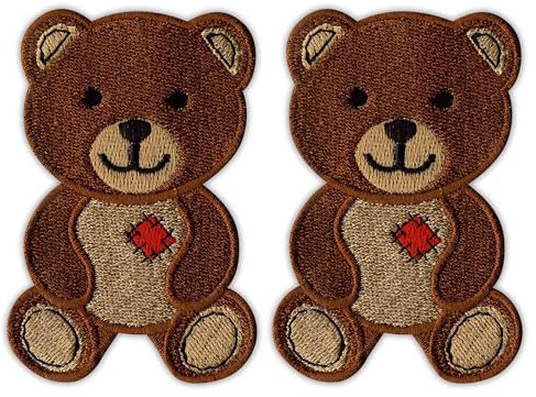 Set mit zwei – Teddybär – braun – zum Aufnähen – bestickter Aufnäher/Abzeichen/Emblem