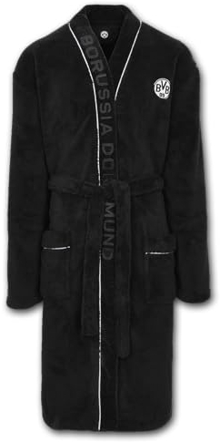 Borussia Dortmund BVB-Bademantel aus 100% Baumwolle - Schwarz mit Vereinslogo und Schriftzug