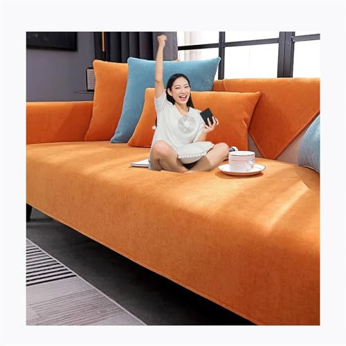 CZQGLYM Sofabezug rutschfeste Sofadecke，sofaschutz1 2 3 4-Seater L Shape Sofaschoner,Schutzhülle Für Haustier-Ledersofa,Langlebig, Couch Überzug Sofa Überwurf (90×210CM,Orange)