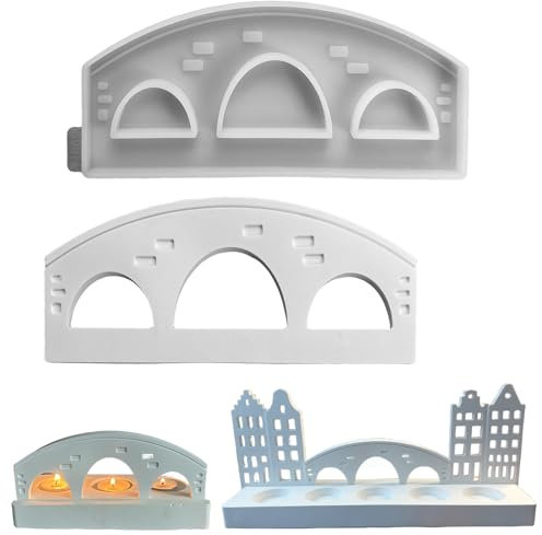ALEFBET Silikonformen Gießformen Kerzenhalter, DIY Kombination Silikonform Kerzenhalter, Neue Ideen Silikon Gießform Kerzenhalter, Gipsformen zum Gießen (Einsatz - Brücke)