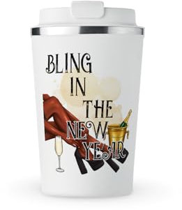 MAXIKIWI Isolierter doppelwandiger, auslaufsicherer Edelstahlbecher, Kaffee- oder Tee-Reisebecher mit Deckel, hält Getränke heiß und kalt – sexy Beine glitzern im – 350 ml