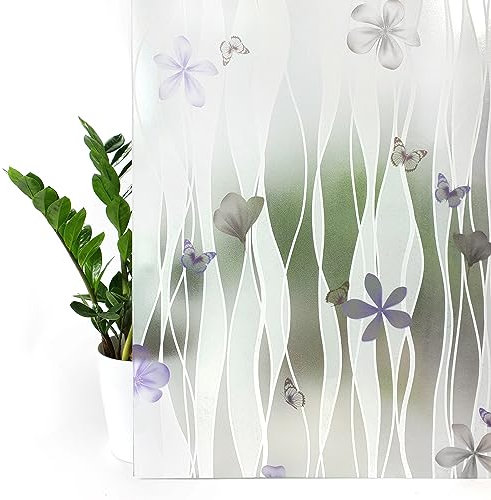 Fensterfolie statisch 90x100 cm | Sichtschutzfolie Fenster Milchglasfolie statisch haftend | Folie Fenster für Bad und Büro - Tageslicht genießen, Sichtschutz erhalten | Sara