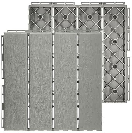 Balkon Bodenbelag Wetterfest Kunststoff Grau 36stück Terrassenfliesen Klicksystem Mit Drainagefunktion, Rutschfeste Kunststoffplatten Terassenboden AußEnbereich Für Balkon Terrasse Zuschneidbar