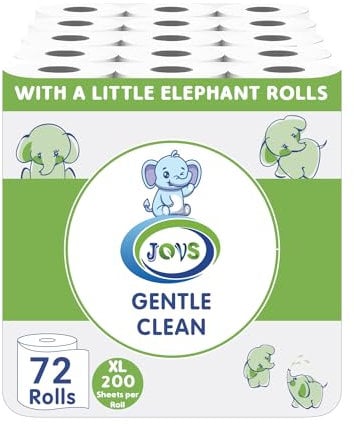 JOVS 3 Ply Toilet Roll Bulk Buy Pack of 72 Quilted Mega Toilet Rolls – Eco Friendly, Recycled, Gentle, Clean, Soft and Multipack Classic Loo Tissue Paper 200 Sheets, Biodegradable