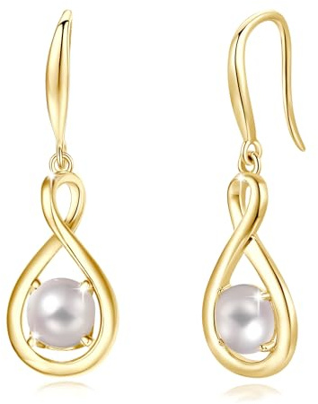 FANCIME Infinity Geburtsstein Ohrringe Hängend für Damen Sterling Silber | vergoldet Unendlichkeit Edelstein Baumelnde Ohrringe feiner Schmuck Weihnachten Jubiläums Geburtstag Geschenke für Frau Mama