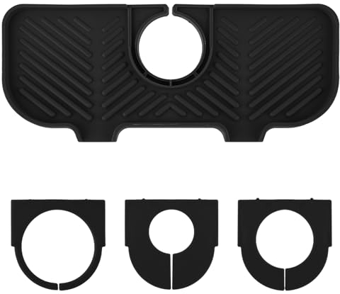 GEEHUA Silicone Faucet Draining Mat - Kitchen Bathroom Worktop Protect (Black)