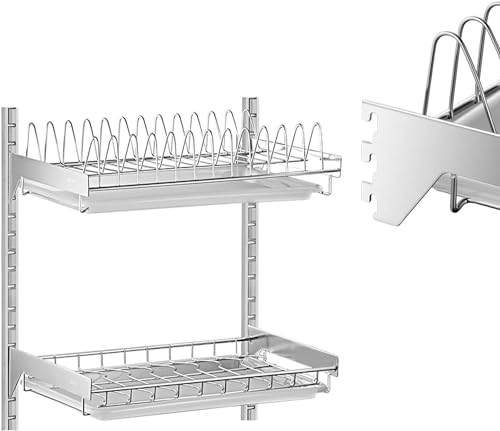 Estante de secado de pared de acero inoxidable – Estantes colgantes de almacenamiento de cubiertos de cocina – Escurridor de fregadero para cuencos – Soporte perfecto para utensilios, tazas, platos y