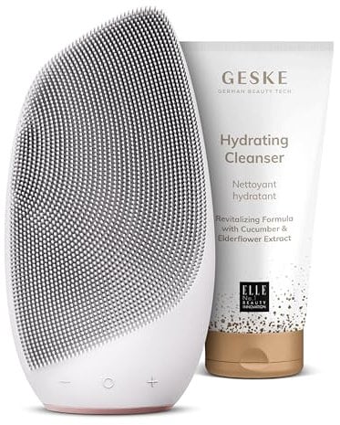 GESKE | SmartAppGuided™ Sonic Thermo Facial Brush | 6 in 1 + GESKE Hydrating Cleanser | Set mit passender Kosmetik-Zugabe | Beauty Bundle