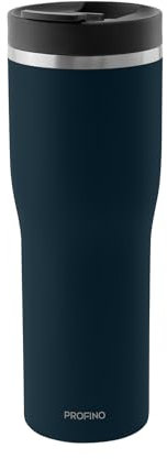 PROFINO Barista Thermo To Go Becher 0,5 L | Blau | Auslaufsicher dank Doppellock-System | BPA-frei | Spülmaschinengeeignet | Edelstahl Thermobecher Kaffee to go hält 4h warm & 8h kalt
