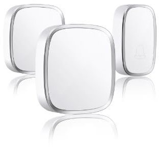 Timbre inalámbrico para puerta, 300 m de alcance, juego de timbre inalámbrico con 2 receptores, timbre inalámbrico exterior, resistente al agua, 38 melodías, 5 niveles de volumen, enchufe para el