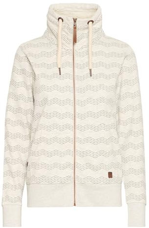 OXMO OXVanta Damen Sweatjacke Zipper Sweater mit Kängurutasche Stehkragen Label-Badges Baumwollmischung Regular fit, Größe:M, Farbe:Oyster Grey Melange (201144)