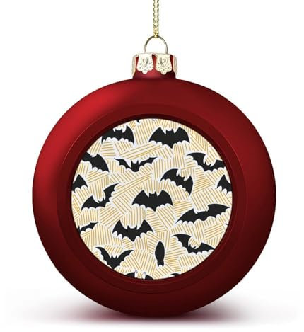 Petite boule de Noël, boules de Noël imprimées chauves-souris noires, décorations d'arbre de Noël, décorations de boule d'Halloween