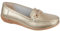 Jo & Joe Ladies Leather Slip On Gold Effect and Diamante Trim Loafers (Gold, UK Footwear Size System, Adult, Women, Numeric, Medium, 6)