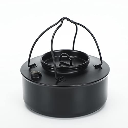 SDFGBNJK Campingkessel im Freien,0.9L Wasserkocher Kettle Retro Reisewasserkocher Teekessel Camping Wasserkessel Für Holzofen Reise Wasserkocher Edelstahl Tragbar Im Freien,Schwarz