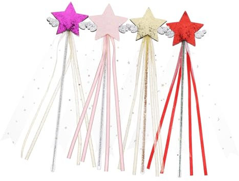 ifundom 4stücke Junge Mädchen Fee Zauberstäbe Sternförmige Feenstäbe Hand-feenstäbe Dekorative Fee Sticks Für Party Cosplay Und Bühnenauftritt