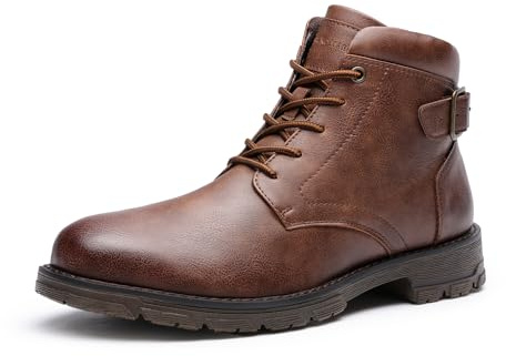 Bruno Marc Men's ankle boots, Cool and Fashion Durable Biking Lace-up boots, Men's motorcycle chukka Shoes, Work & School Shoes for Boy,Size 11,Brown,BMEMAB2502