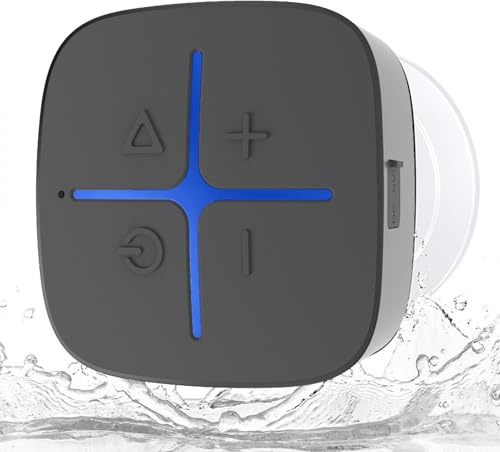 Plyisty Bluetooth Dusche Lautsprecher, IP67 kleine Reise-Lautsprecher mit Mikrofon, Saugnapf Wireless-Lautsprecher für Kajak, Strand Pool