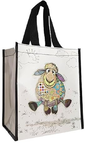 KIUB Einkaufstasche aus recyceltem Material – Motiv Schaf läuft – Format 30 x 26 cm mit einer Dicke von 16 cm