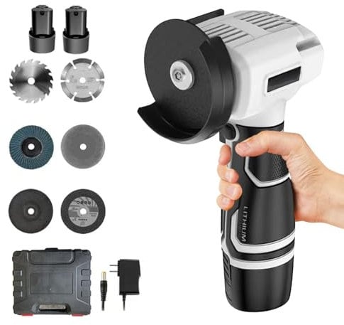 Mini Winkelschleifer, 12V Akku-Winkelschleifer mit 2 Stück 4500mAh Akkus, 6 Trennscheiben, 19800 RPM Bürstenlose Mini Flex Schleifmaschine zum Trennen, Polieren und Schleifen