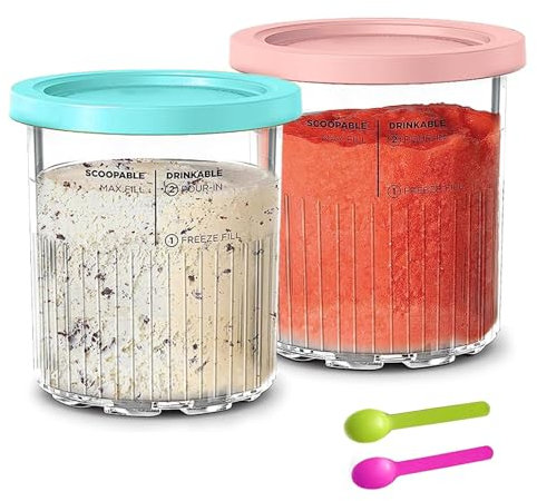 2 Pack Replacement Ice Cream Container for Ninja Creami Deluxe NC501/NC500 Series, 680ML for Ninja Accessories Ice Maker, BPA Free & Dishwasher