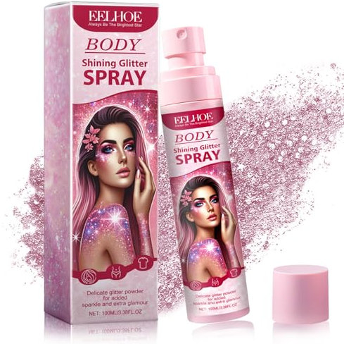 Spray de purpurina para cabello, cuerpo y ropa – Spray de purpurina con fina purpurina plateada | Secado rápido para cosplay, fiesta rave, spray corporal y pintura en aerosol para proyectos de
