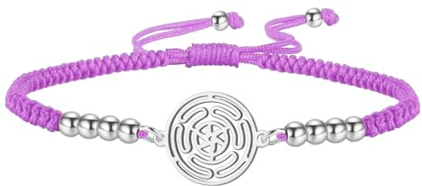 Amaxer Geflochtenes Seil Armband mit Hekatenrad Symbol für Damen - Verstellbares geflochtenes Bettelarmband aus Edelstahl, Grand, Edelstahl, Kein Edelstein