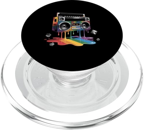 Rainbow Dripping Paint Boombox Oldschool 80er Jahre Musik Hip Hop PopSockets PopGrip für MagSafe