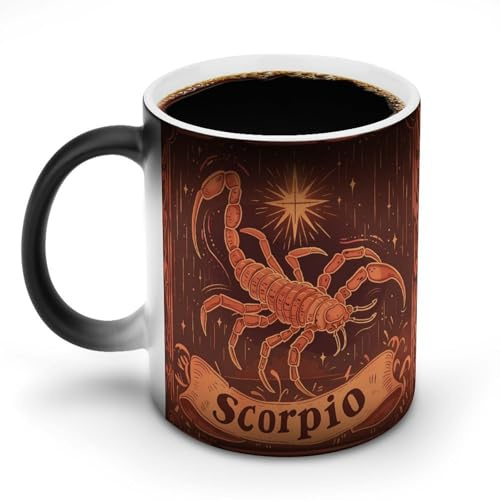 KWQDOZF Tazze da caffè divertenti con il segno zodiacale dello Scorpione, tazze da tè divertenti che cambiano colore per uomini e donne, compleanno